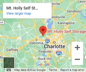 Map to Mt. Holly Self Storage location in Mt. Holly, NC